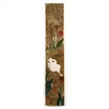 Woman with Tulips and Daffodils by Stephen White, Oil and gold leaf on birch panel, sold Jun 2023