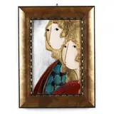 Two Women by Stephen White, Oil with gold and silver leaf on panel, sold Jun 2023