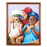 Three Boys with Popsicles by Bill Pearson, Acrylic on canvas, sold Jun 2023
