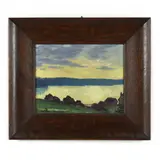 Sunset Lake Scene by Charles Edwin Kinkead, Oil on canvas board, sold Jun 2023