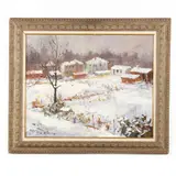 Townscape in Snow by Paul Joseph Penczner, Oil on Masonite, sold Jun 2023