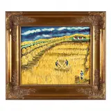 Wheat Stacks with Reapers by Paolo Corvino, Oil on canvas, sold Jun 2023