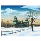 Train Station by Edward Paine, Watercolor and gouache on paper, sold Jun 2023