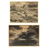 Storm King in Winter / Night Storm Over the Hudson (Two Works) by Harry Herman Wickey, Etchings, sold Jun 2023