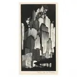 Manhattan Skyline by Frank Wagner Peers, Woodcut print, sold Jun 2023
