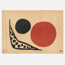 Moon tapestry by Alexander Calder, 1975, hand-woven maguey fiber, sold Mar 2026