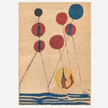 Balloons tapestry by Alexander Calder, 1974, hand-woven maguey fiber, sold Mar 2026