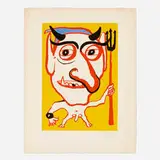 Le diable (portrait de Constantin Tacou) by Alexander Calder, c. 1975, aquatint in colors, sold Mar 2026