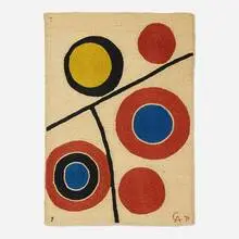 Floating Circles tapestry by Alexander Calder, 1975, hand-woven maguey fiber, sold Mar 2026