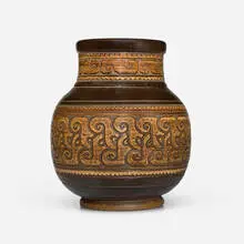 Vase by Emile Lenoble, c. 1925, glazed and incised stoneware, sold Feb 2026