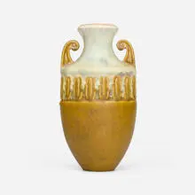 Amphora vase by Fulper Pottery, c. 1917-27, glazed stoneware, sold Feb 2026