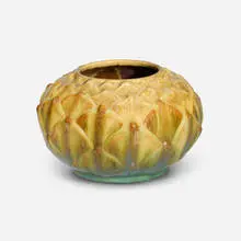 Artichoke vase by Fulper Pottery, c. 1917-27, glazed stoneware, sold Feb 2026