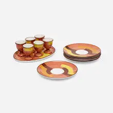 Tableware by Schramberg Majolikafabrik, c. 1930, glazed porcelain, sold Aug 2022