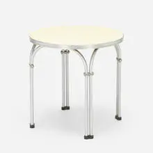 Cafe table by Warren McArthur, 1968, aluminum, laminate, rubber, sold Aug 2022