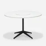 Lazy Susan dining table, model 5021 by George Nelson & Associates, c. 1960, enameled aluminum, laminate, sold Aug 2022