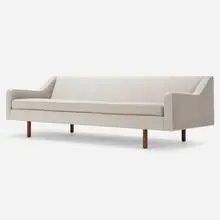 Sofa by Edward Wormley, c. 1950, upholstery, walnut, sold Aug 2022
