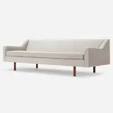 Sofa by Edward Wormley, c. 1950, upholstery, walnut, sold Aug 2022