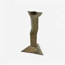 Candlestick by Czechoslovakian, c. 1930, patinated brass, sold Aug 2022
