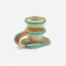 Candlestick by Nicolaj Diulgheroff, c. 1930, glazed stoneware, sold Aug 2022