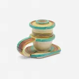Candlestick by Nicolaj Diulgheroff, c. 1930, glazed stoneware, sold Aug 2022