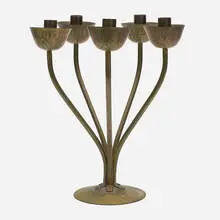 Candelabrum by Hayno Focken, c. 1935, brass, sold Aug 2022