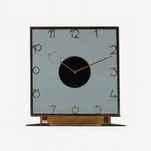 Table clock by Kienzle, c. 1930, brass, glass, sold Aug 2022