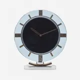 Table clock by Kienzle, c. 1930, glass, brass, chrome-plated brass, sold Aug 2022