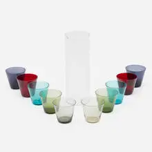 Glassware set by Kaj Franck, c. 1953, glass, sold Aug 2022