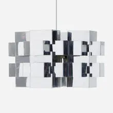 Chandelier by C. Jeré, c. 1974, chrome-plated steel, sold Aug 2022