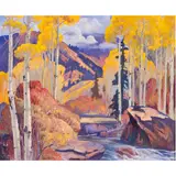 Mountain Stream in Autumn by Carl Redin, oil on canvas, sold Sep 2024