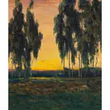 Birch Trees at Sunset by Paul Conner, oil on canvas, sold Sep 2024