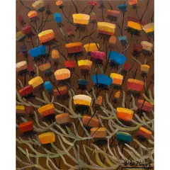 Untitled by Bibi Zogbé, oil on panel, sold Sep 2024