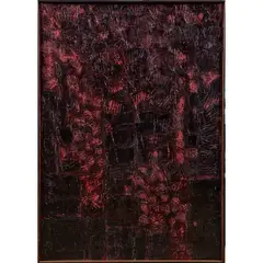 Untitled (Abstract Red and Black) by Ruth Wall, oil on canvas, sold Sep 2024