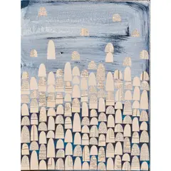 Untitled by Rex Ray, 1998, oil and paper collage on canvas, sold Sep 2024