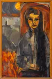 Woman with Long Black Hair by Daniel Levy, 1964, Oil on Canvas, sold Nov 2025