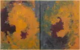 Abstract Composition Diptych in Ochre by Robert O'Meara, Oil on Canvas, sold Dec 2025