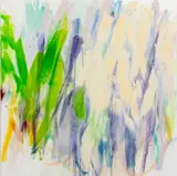 Abstract Composition in Purple and Lime Green by Robert O'Meara, Oil on Canvas, sold Dec 2025