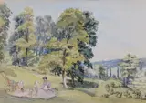 Picnic in the grounds Watercolour 33 by Caroline Vernon, Watercolour, sold Feb 2018