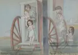 A Set of Six Humorous Scenes of Bognor Comprising: 'Astonishment of Watkins at the bathing place for gentlemen only'; 'Bognor Aug by Caroline Vernon, Watercolour Each:, sold Feb 2018