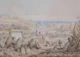 Tangiers Watercolour Signed, inscribed and dated ' Janr 1858 Tanger ' lower left 32 x 46cm (12 5/8 x 18 1/8in.) Provenance: with Abbott & Holder, London by Louise Desire Thienon, Watercolour, sold Feb 2018