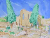 Graveyard with trees Watercolour Signed with initials by Nicholas Hely Hutchinson, Watercolour, offered Feb 2018