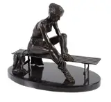 Joanne, a patinated bronze figure of a ballerina seated on a bench by Benson Landes, bronze, offered Jan 2018
