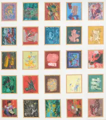 Untitled by Mahmoud Hammad, Oil on paper Each approx, sold Jan 2018