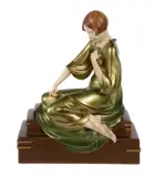 A cold painted bronze and ivory figure by Ferdinand Preiss, bronze and ivory, sold Jan 2018