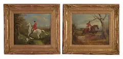 Equestrian oils Oil by J. Wheeler, Oil on canvas, a pair Both signed, lower right Each, sold Dec 2017