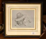 Still Life with hat Pencil with white heightening Signed by Susan Geskell, 1993, Pencil with white heightening, sold Dec 2017