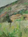 Trees in the new lane against Le Corbonier Oil by Barbara Robinson, 1964, Oil on canvas, offered Dec 2017
