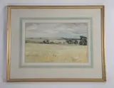 Cornfield in the Cotswolds Watercolour Signed and dated by Michael Brockway, 1954, Watercolour, offered Dec 2017