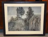 Ravine Coloured pencil Signed and dated 5 August 1901 51 x 67cm (20 x 26 3/8in.) by Emile Pelikan, pencil, sold Dec 2017