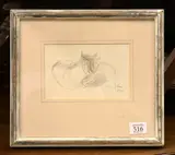 Cats II Pencil Signed and dated 1990 by Vivian John, 1990, Pencil, sold Dec 2017